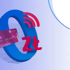 Karta PKO BP i symbol złotówki na tle niebieskiego okręgu. PKO konto dla młodych 13-18 – zacznij oszczędzać!