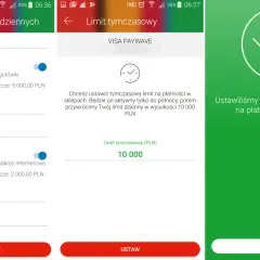 Jak zmienić limit w mBank aplikacji? Widok ustawiania tymczasowego limitu płatności w sklepie na 10 000 PLN.