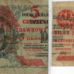 Banknoty z 1924 roku, przedstawiające grosze, były walutą w Polsce przed złotym.
