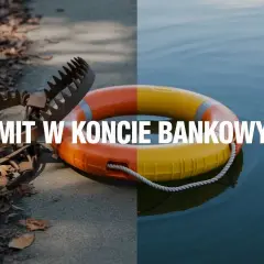 Pułapka na zwierzęta i koło ratunkowe symbolizują ryzyko i ratunek w kontekście limitu debetowego.
