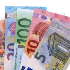 Banknoty euro o nominałach 5, 10, 20, 50 i 100. Jaka waluta w Słowacji? Euro.