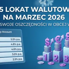 TOP 5 lokat walutowych na marzec 2026. USD 5.5%, EUR 4.8%, GBP 4.6%. Gdzie najlepiej ulokować oszczędności?