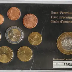 Zestaw monet euro ze Słowenii, pokazujący, że słowenia jaka waluta używa euro. Monety z 2007 roku.