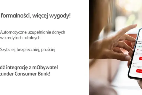 Aplikacja Santander Consumer Bank ułatwia wnioskowanie o kredyt. Dane uzupełnisz automatycznie z mObywatela.