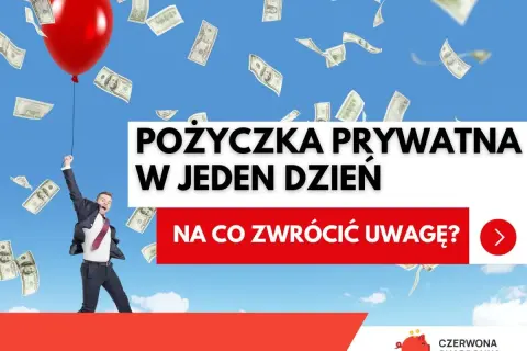 Szukasz pożyczki prywatne kogo polecacie? Mężczyzna z balonem i spadające banknoty. Dowiedz się, na co zwrócić uwagę.