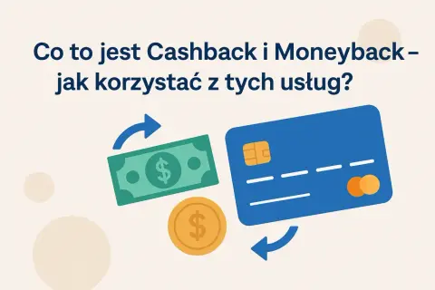 Karta płatnicza, banknot i moneta symbolizują **cashback**. Dowiedz się, jak korzystać z tych usług.