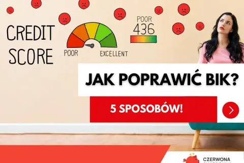 Zastanawiasz się, jak sprawdzić zdolność kredytową w BIK? Grafika pokazuje niski wynik 436 i smutne buźki, sugerując potrzebę poprawy.