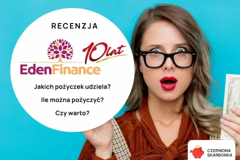 Zaskoczona kobieta z pieniędzmi w ręku. Czy Eden Finance sprawdza BIK? Recenzja pożyczek.