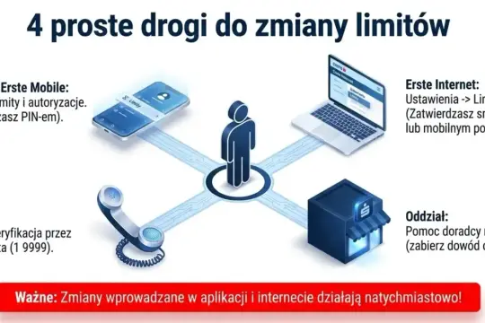 Zmiana limitów przelewów przez aplikację mobilną, internet, infolinię lub w oddziale. Zmiany w apce i internecie działają od razu.