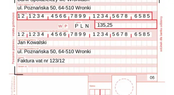 Potwierdzenie przelewu mBank dla Jana Kowalskiego, faktura VAT nr 123/12.
