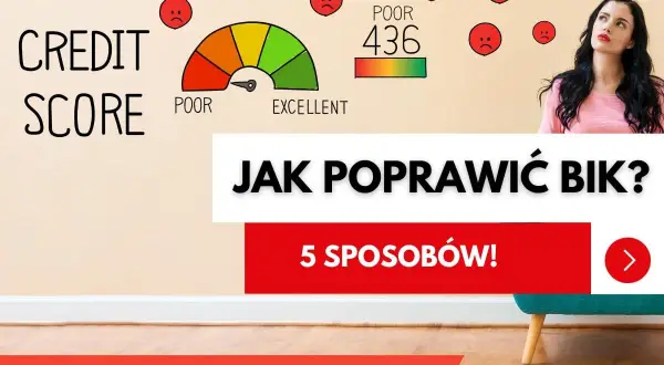 Zastanawiasz się, jak sprawdzić zdolność kredytową w BIK? Grafika pokazuje niski wynik 436 i smutne buźki, sugerując potrzebę poprawy.