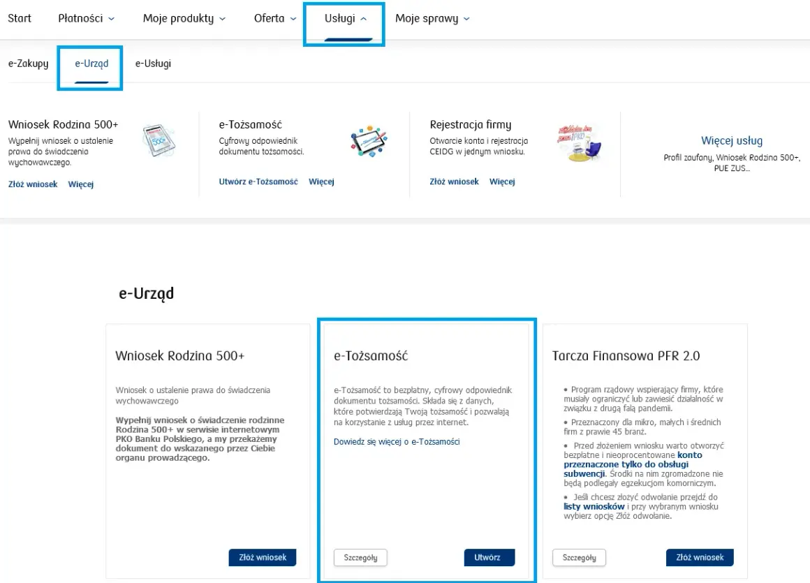 mbank jak założyć profil zaufany? Na stronie e-Urząd znajdziesz opcję e-Tożsamość, która pozwoli Ci potwierdzić tożsamość online.