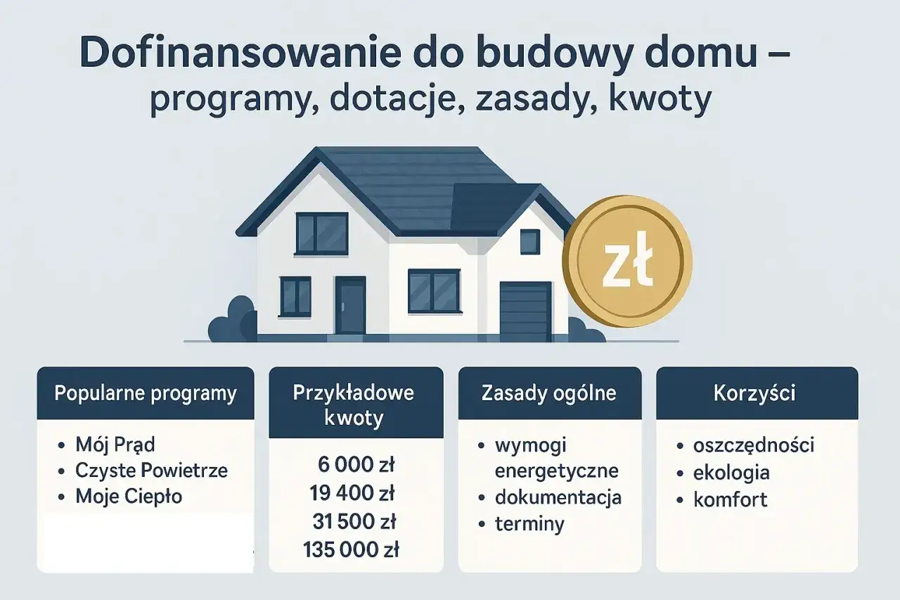 Dofinansowanie do budowy domu: popularne programy, przykładowe kwoty, zasady i korzyści. Sprawdź, jakie dofinansowania na nowy dom możesz uzyskać.