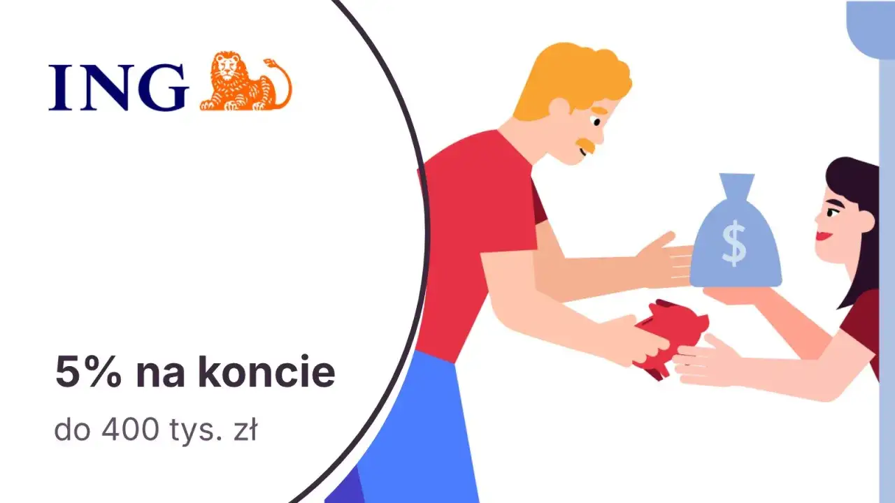 ING oferuje 5% na koncie do 400 tys. zł. Zobacz jakie oprocentowanie lokat ING dla Ciebie.