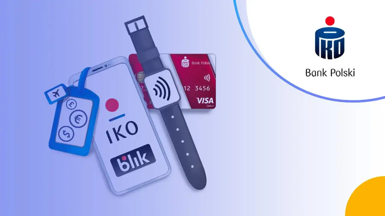 PKO Konto za zero: smartfon, karta płatnicza i smartwatch symbolizują wygodne płatności.