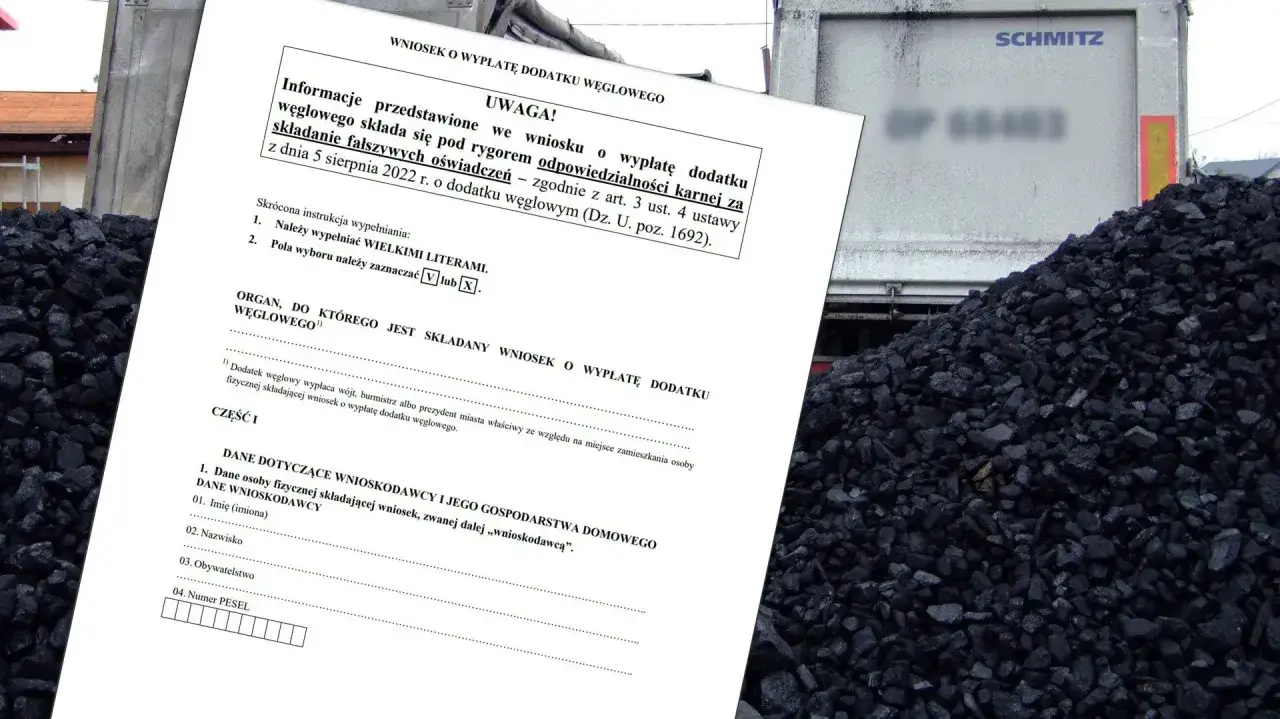 Wniosek o dofinansowanie do węgla dla kogo? Dokument informuje o odpowiedzialności karnej za składanie fałszywych oświadczeń dotyczących dodatku węglowego.
