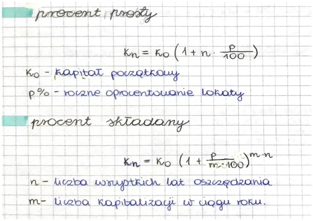 Procent prosty i składany: wzory i definicje. Jak obliczyć lokaty? Ko to kapitał początkowy, p% to oprocentowanie.