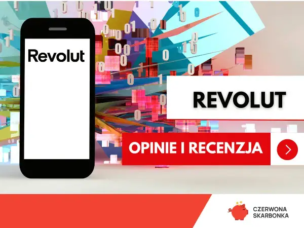 Dowiedz się, jak płacić Revolutem za granicą. Smartfon z logo Revolut i cyfrowym tłem. Opinie i recenzja.